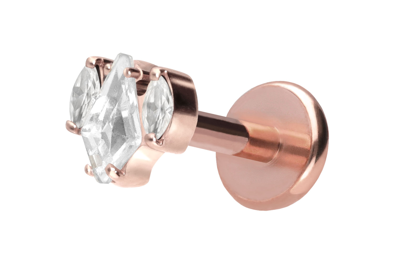 Titan Labret Piercing mit Push Fit KRISTALLSCHILD + KRISTALLOVALE